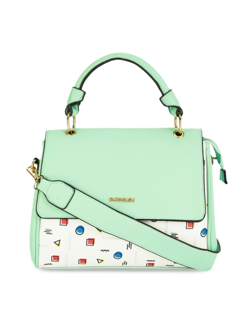 Sugarush Green & White Printed Satchel Bag