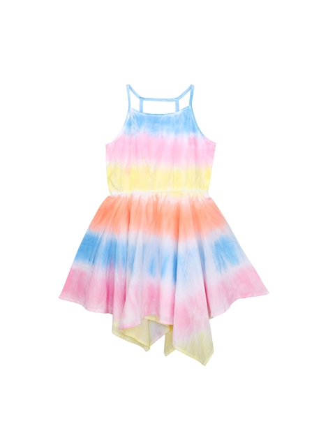 

Ishin DESIGNER STUDIO Girls Multicoloured Dyed Fit and Flare Dress, Multi