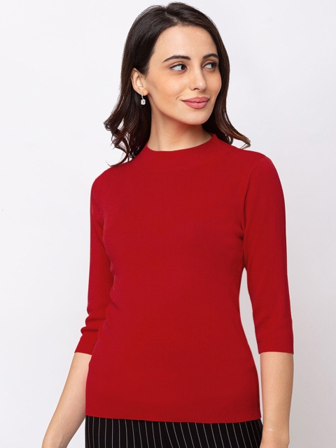 

SHECZZAR Women Red Solid Styled Back Top