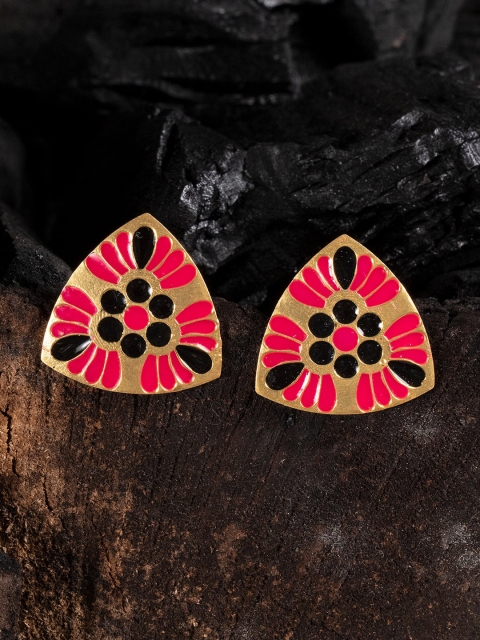 

Shoshaa Gold-Toned & Pink Geometric Studs