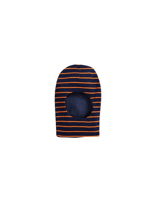 

BUMZEE Infant Kids Navy Blue & Orange Striped Monkey Cap