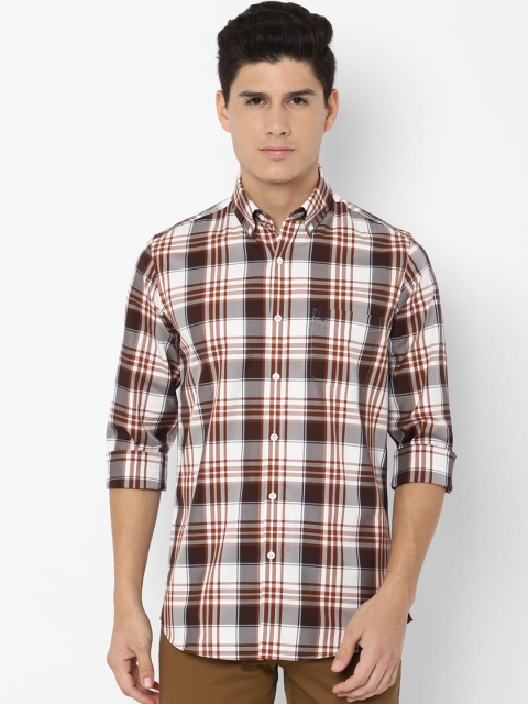 

Allen Solly Men White & Maroon Slim Fit Checked Casual Shirt