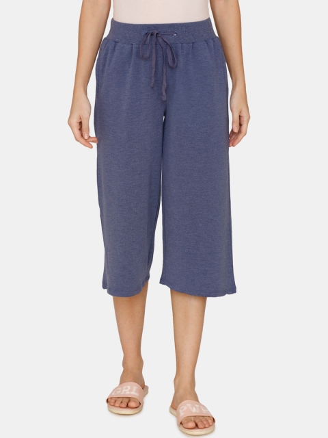 

Zivame Women Blue Solid Loose-Fit Capris