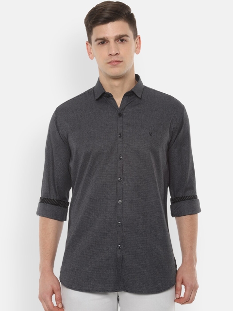 

V Dot Men Grey Slim Fit Self Design Casual Shirt
