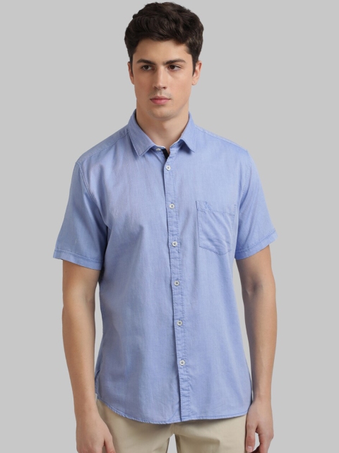 

Parx Men Blue Slim Fit Solid Casual Shirt