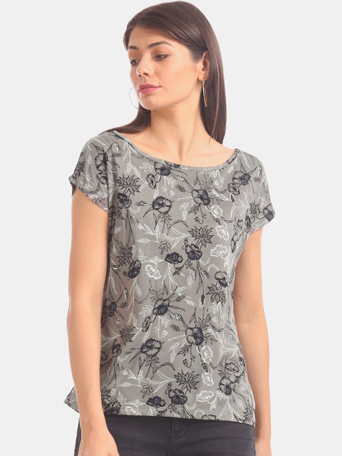 

Cherokee Women Grey Printed Top