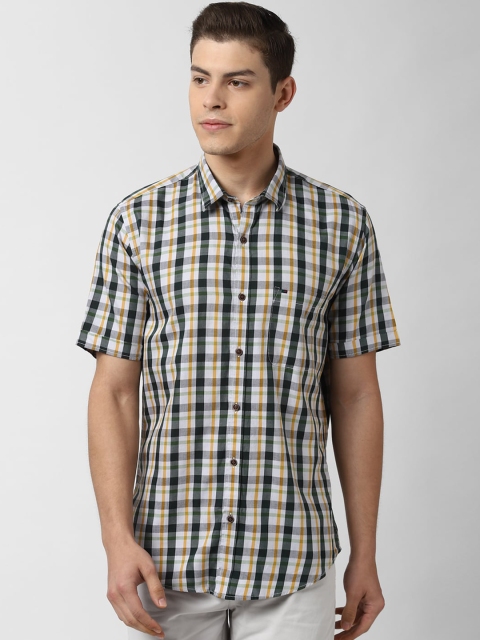 

Peter England Casuals Men White Slim Fit Checked Casual Shirt