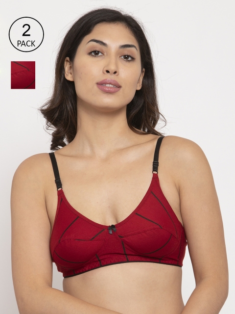 

Innocence Pack Of 2 Maroon Printed Non-Padded Non-Wired Everyday Bras-BBAPLIN90622_28B