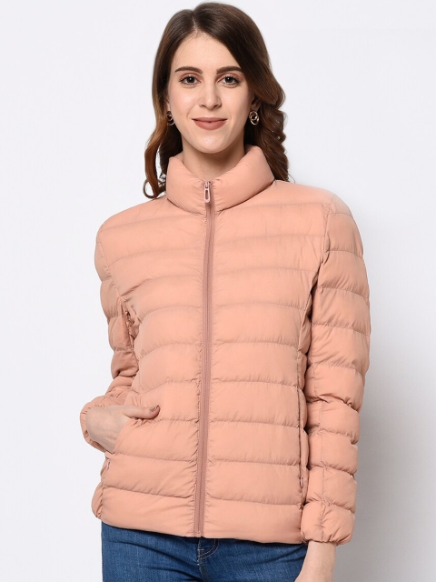 

METTLE Women Peach-Coloured Solid Puffer Jacket