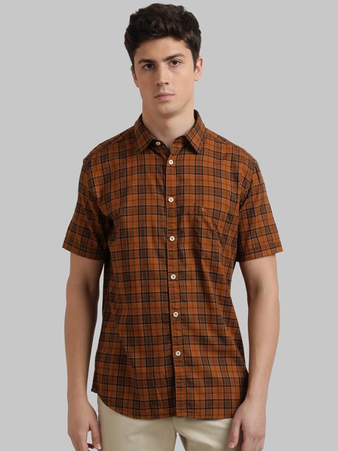 

Parx Men Brown Slim Fit Checked Casual Shirt