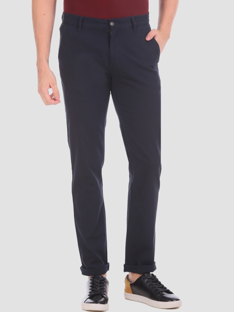 

Arrow Men Navy Blue Slim Fit Solid Regular Trousers