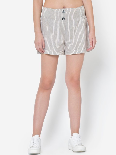 

Martini Women Grey Striped Loose Fit Regular Shorts