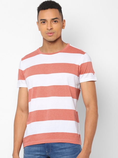 

Allen Solly Men White & Pink Striped Round Neck T-shirt