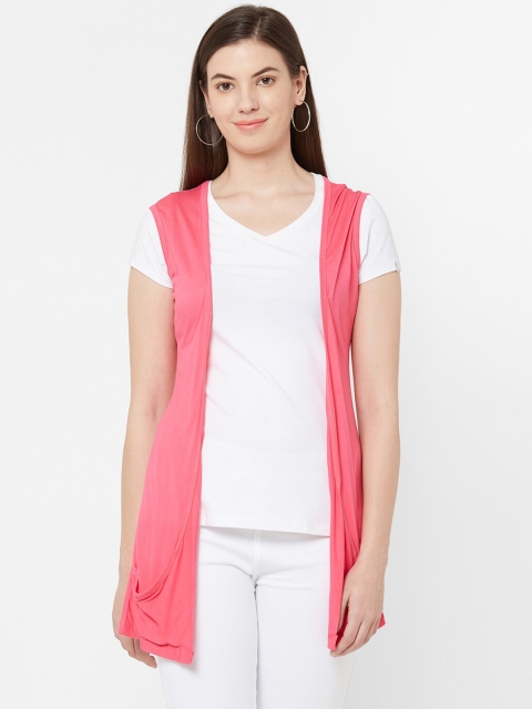 Juliet Women Pink Solid Sleeveless Shrug
