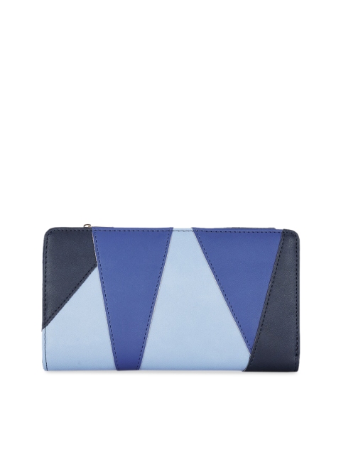 

Global Desi Women Blue Printed Zip Around Wallet