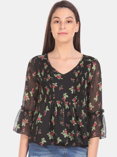 

Cherokee Women Black Printed Peplum Top