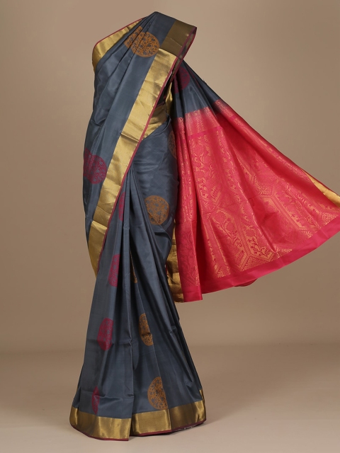 

Pothys Grey & Red Pure Silk Woven Design Saree