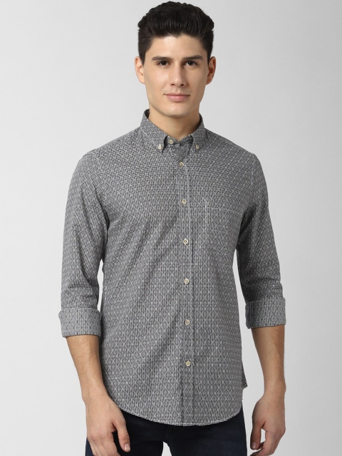 

Peter England Casuals Men Grey Slim Fit Printed Casual Shirt