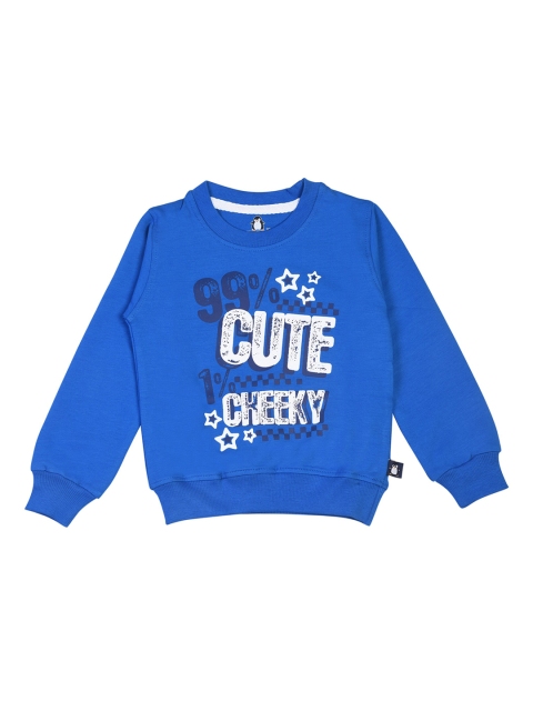 

CRAZYPENGUIN Boys Blue & White Printed Sweatshirt