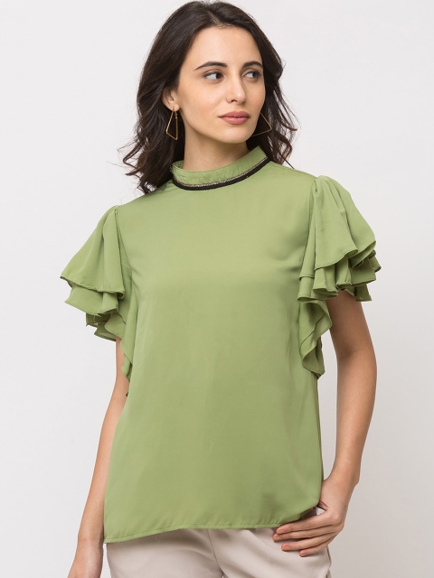 

SHECZZAR Women Green Solid Top