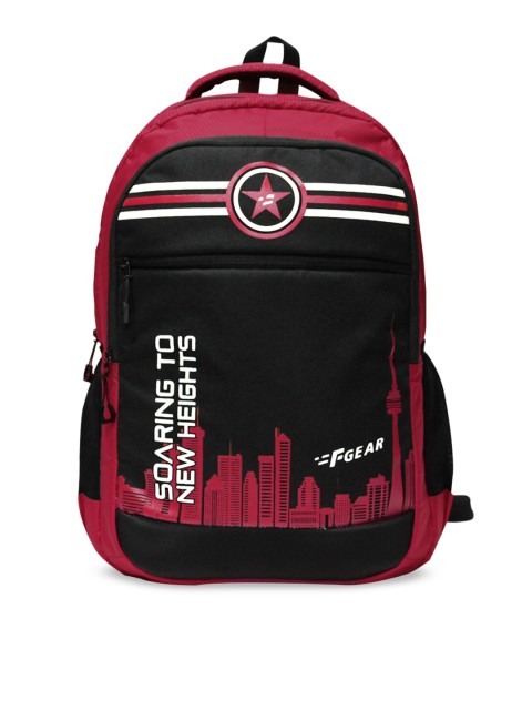 

F Gear Unisex Black & Red Typography Backpack