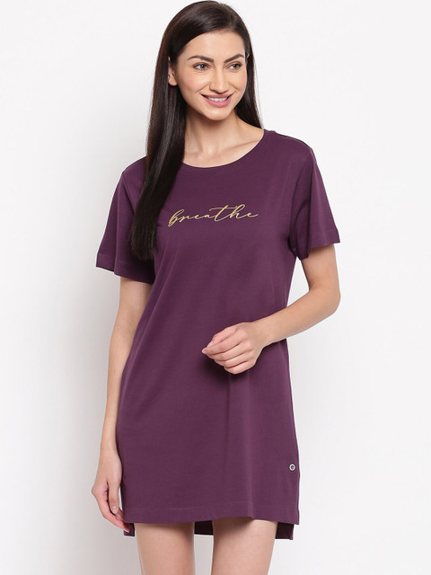 

Enamor Women Purple Relaxed Fit Long Length Nightdress, Burgundy