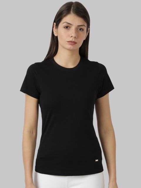 

Park Avenue Woman Black Solid Round Neck T-shirt
