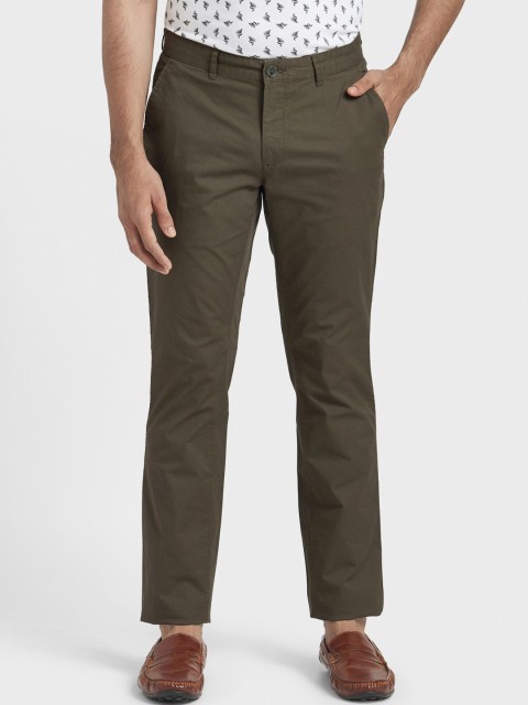 

ColorPlus Men Olive Green Regular Fit Solid Regular Trousers