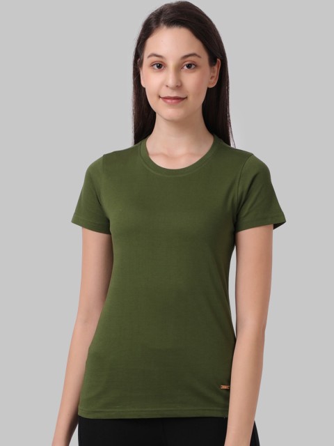 

Park Avenue Woman Women Green Solid Round Neck T-shirt