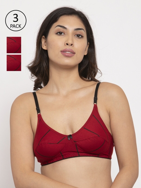 

Innocence Pack of 3 Maroon Printed Everyday Bra-BBAPLIN90638