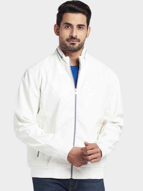 

ColorPlus Men White Solid Bomber