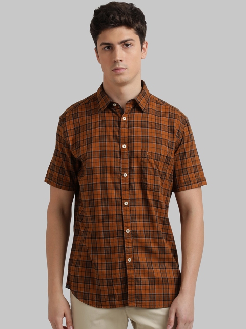 

Parx Men Brown Slim Fit Checked Casual Shirt