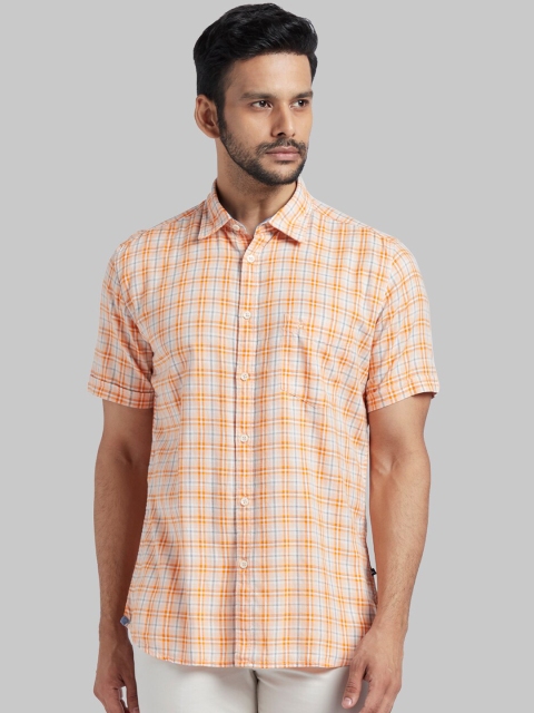 

Parx Men Orange Slim Fit Checked Casual Shirt