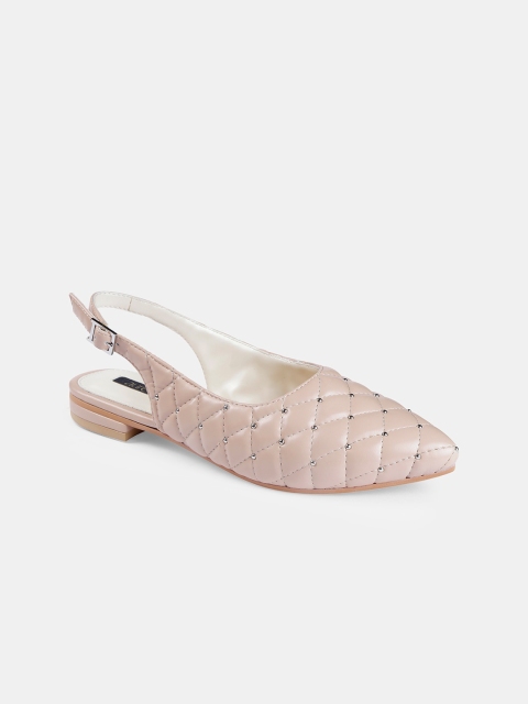

AURELIA Women Pink Textured PU Ballerinas