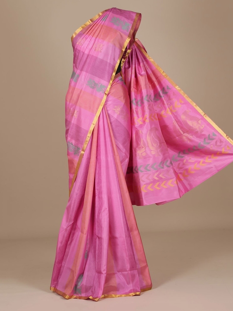 

Pothys Pink & Gold-Coloured Pure Silk Woven Design Saree