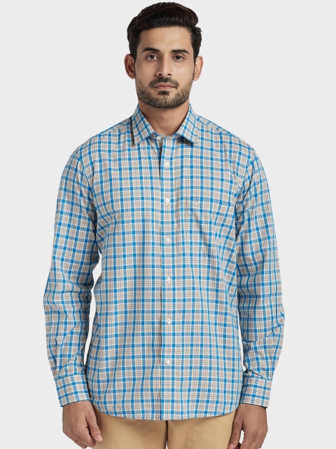 

ColorPlus Men Blue & White Tailored Fit Checked Casual Shirt