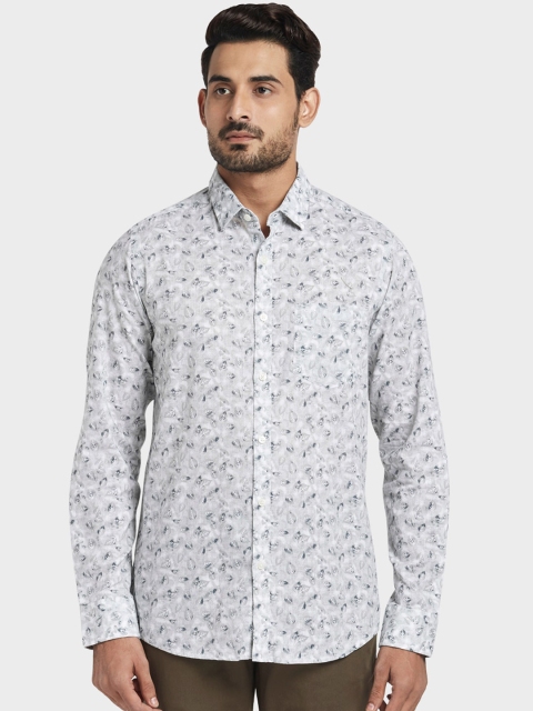 

ColorPlus Men Grey & White Regular Fit Printed Casual Shirt