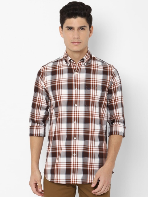 

Allen Solly Men White & Brown Slim Fit Checked Casual Shirt