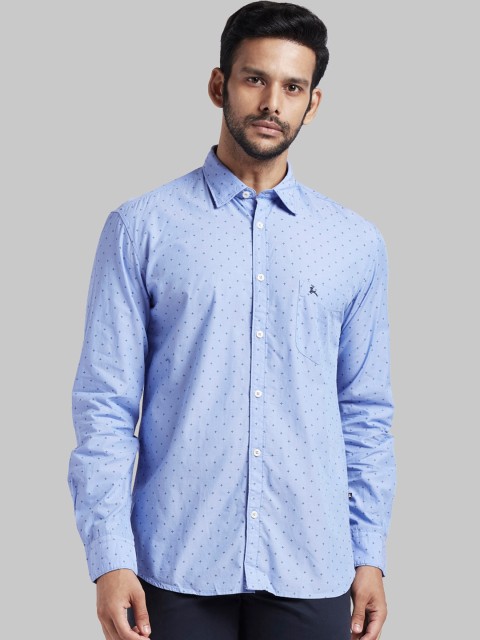 

Parx Men Blue Slim Fit Printed Casual Shirt