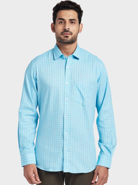 

ColorPlus Men Blue Tailored Fit Checked Casual Shirt