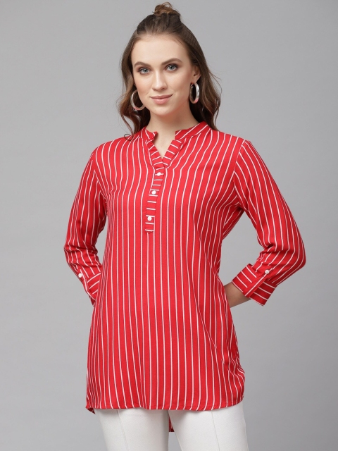 

KASSUALLY Women Red & White Striped Tunic