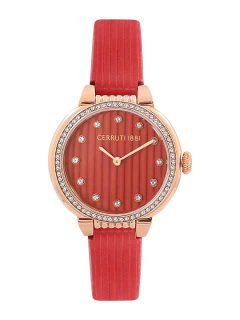 

Cerruti 1881 Women Red Leather Analogue Watch CRM28205