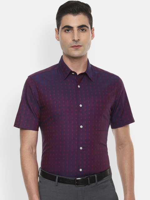 

Louis Philippe Men Purple & Red Regular Fit Self Design Formal Shirt