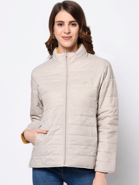 

METTLE Women Taupe Solid Padded Jacket