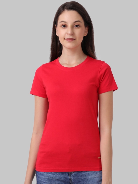 

Park Avenue Woman Women Red Solid Round Neck Pure Cotton T-shirt