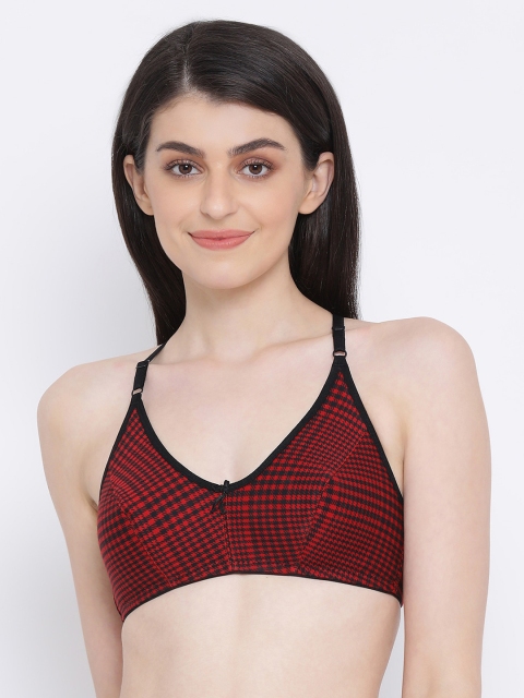 

Clovia Red Printed Non-Wired Non Padded Everyday Bra BR1627A0432B