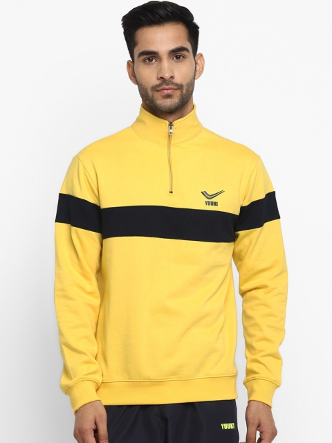 

Yuuki Men Yellow Colourblocked Sweatshirt