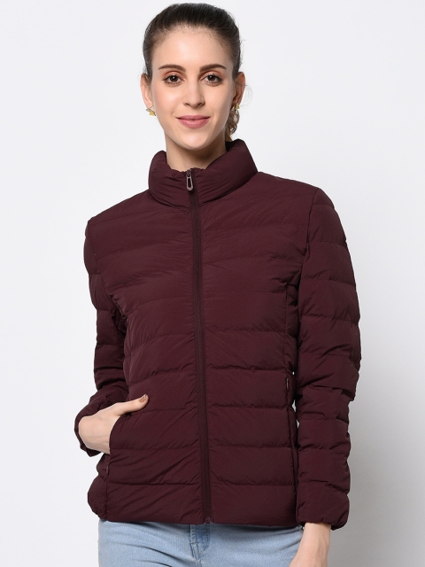 

METTLE Women Maroon Solid Puffer Jacket