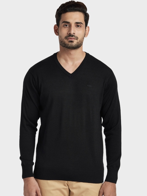 

ColorPlus Men Black Solid Tailored-Fit Pullover Sweater