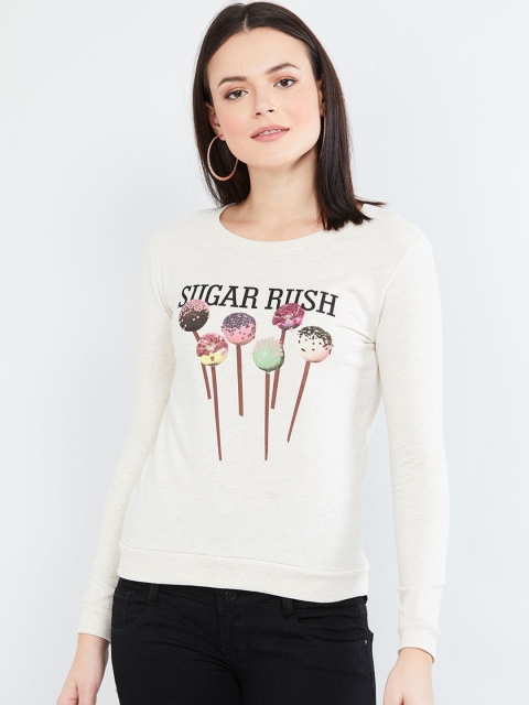 

max Women Cream-Coloured Printed Sweatshirt